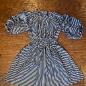 Habitual Chambray and White Striped Kids Dress